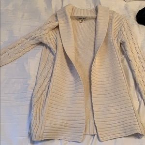 a creme cardigan